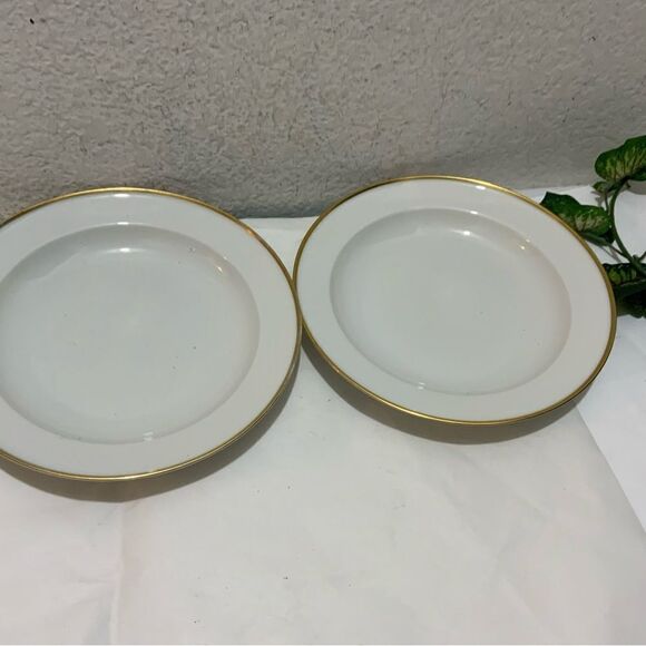Rosenthal Other - Set of 2 Salad Plates 9” Rosenthal Helena Shape White w/ Gold Trim G15